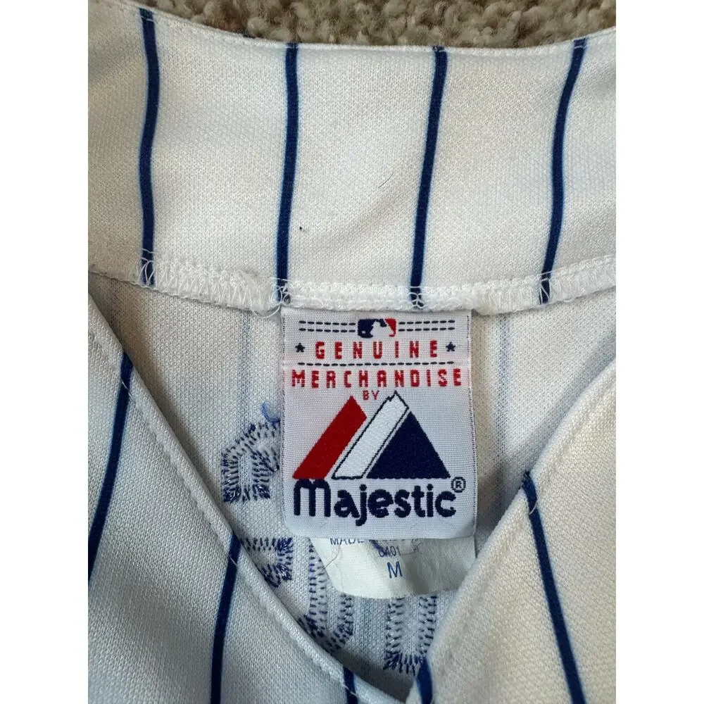 Majestic Men’s MLB Baseball Jersey Medium Mets David Wright #5 White Pinstripe